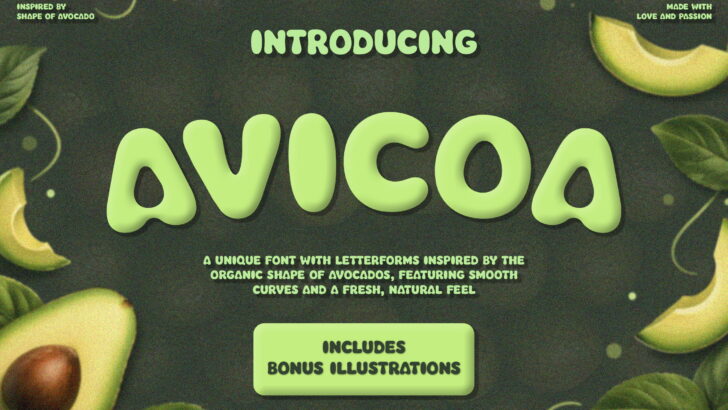 organic avocado font packaging design using rounded typography