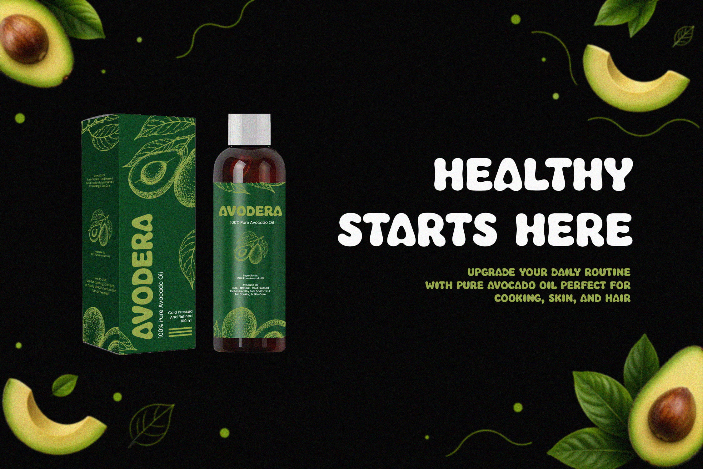organic avocado font packaging design using rounded typography